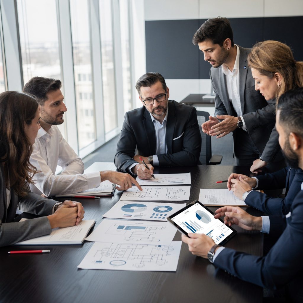 flux pro 2.0 consultor técnico especializado con gafas y traje trabajando con un equipo de e 0