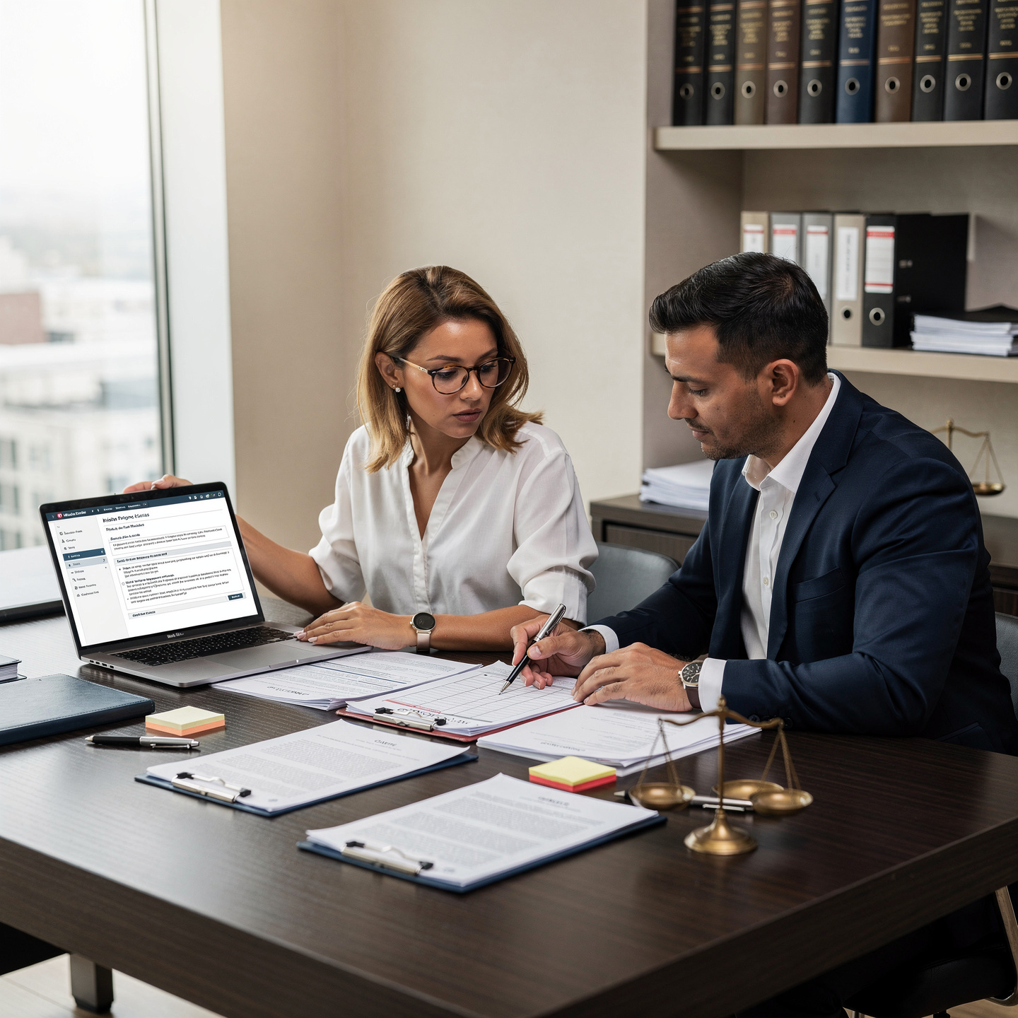 flux pro 2.0 fotografía corporativa premium y realista de una especialista en normativa labo 0