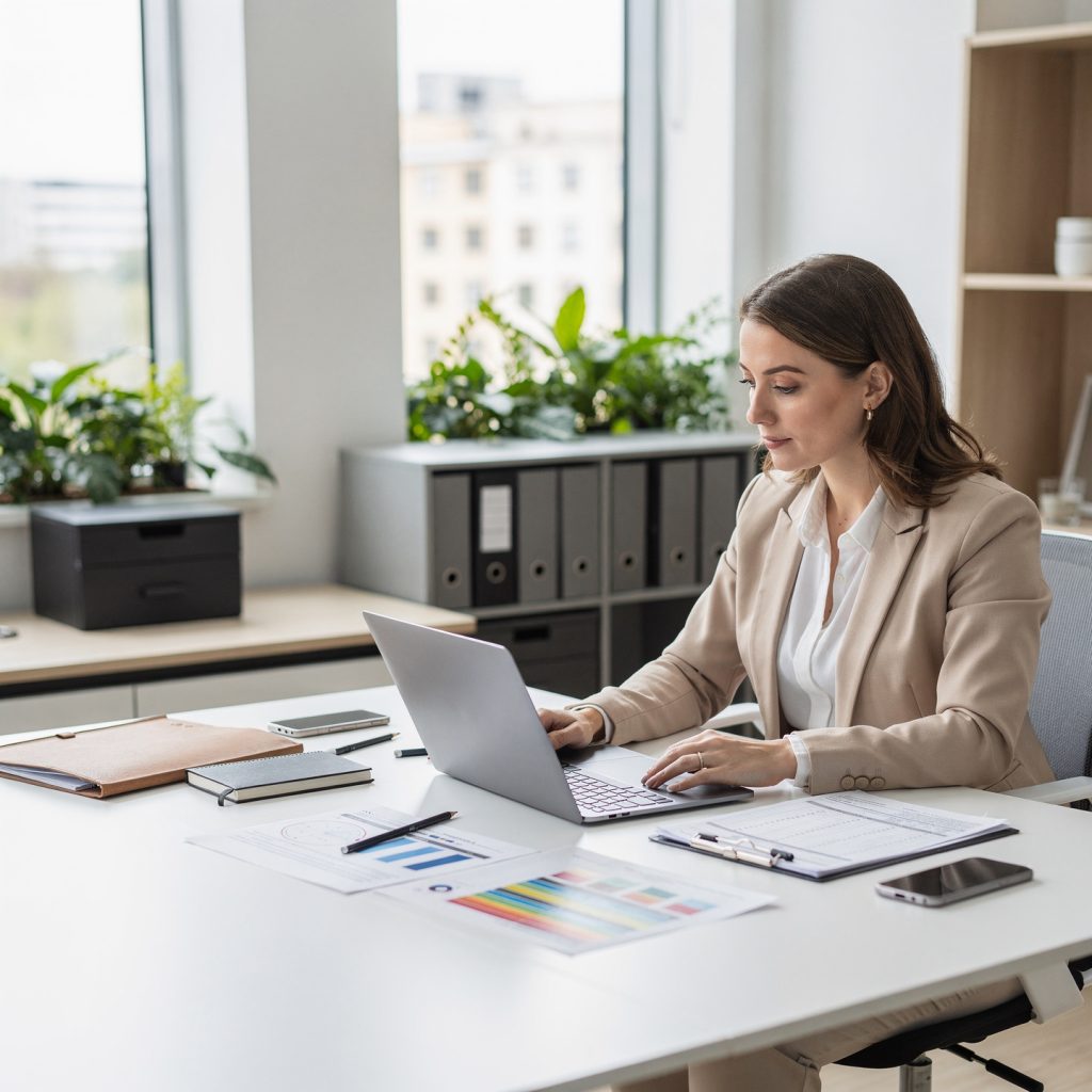 flux pro 2.0 fotografía corporativa premium y realista de una profesional europea especializ 0