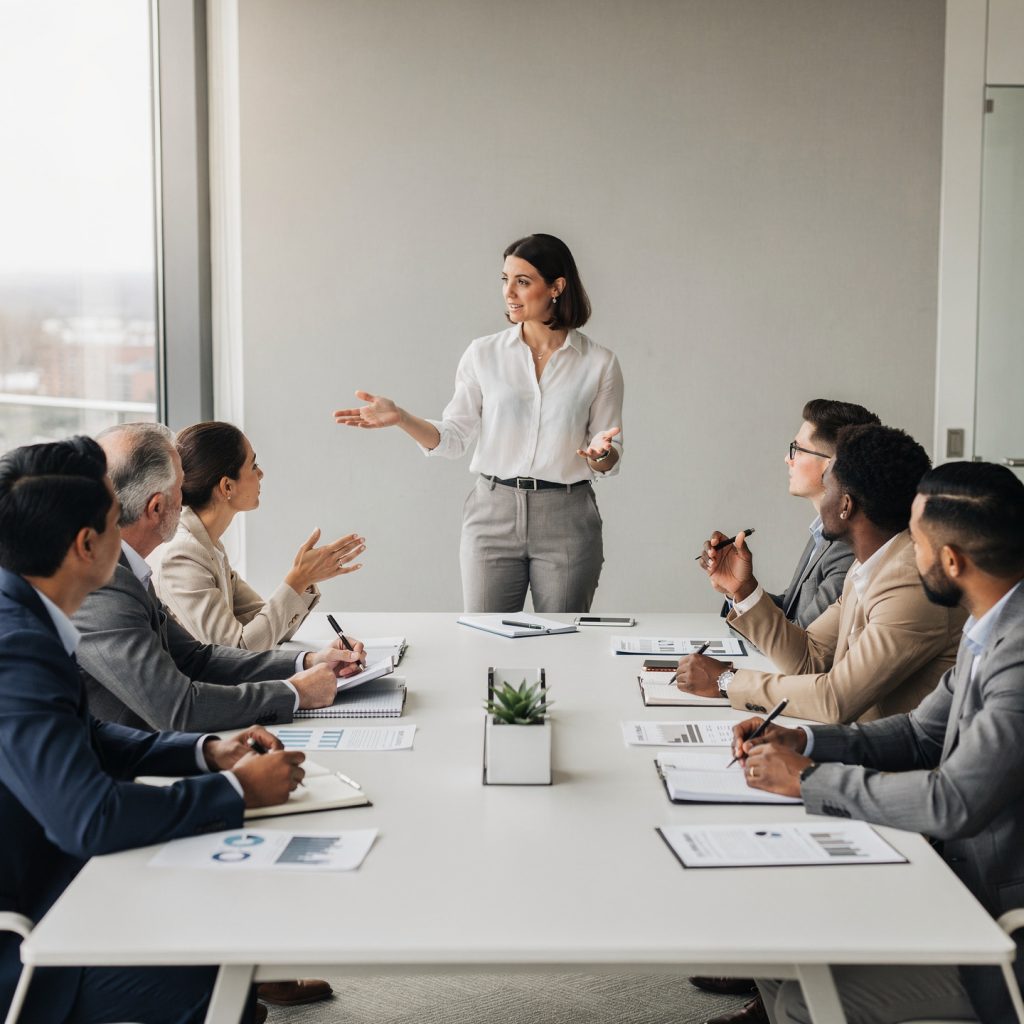 flux pro 2.0 fotografía corporativa ultra realista de una capacitación presencial para adul 0