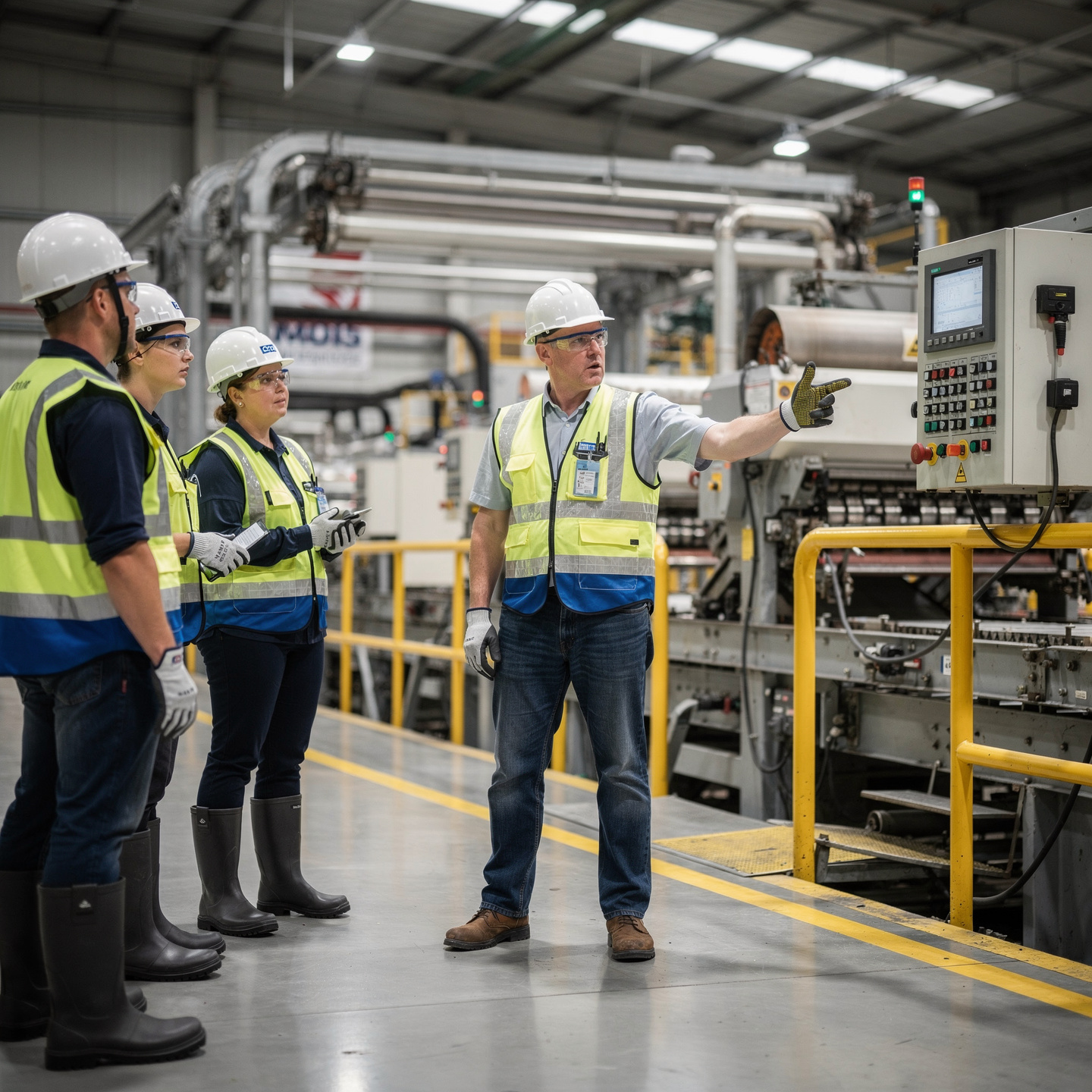 flux pro 2.0 hyper realistic industrial safety training. a safety supervisor explains workpla 0