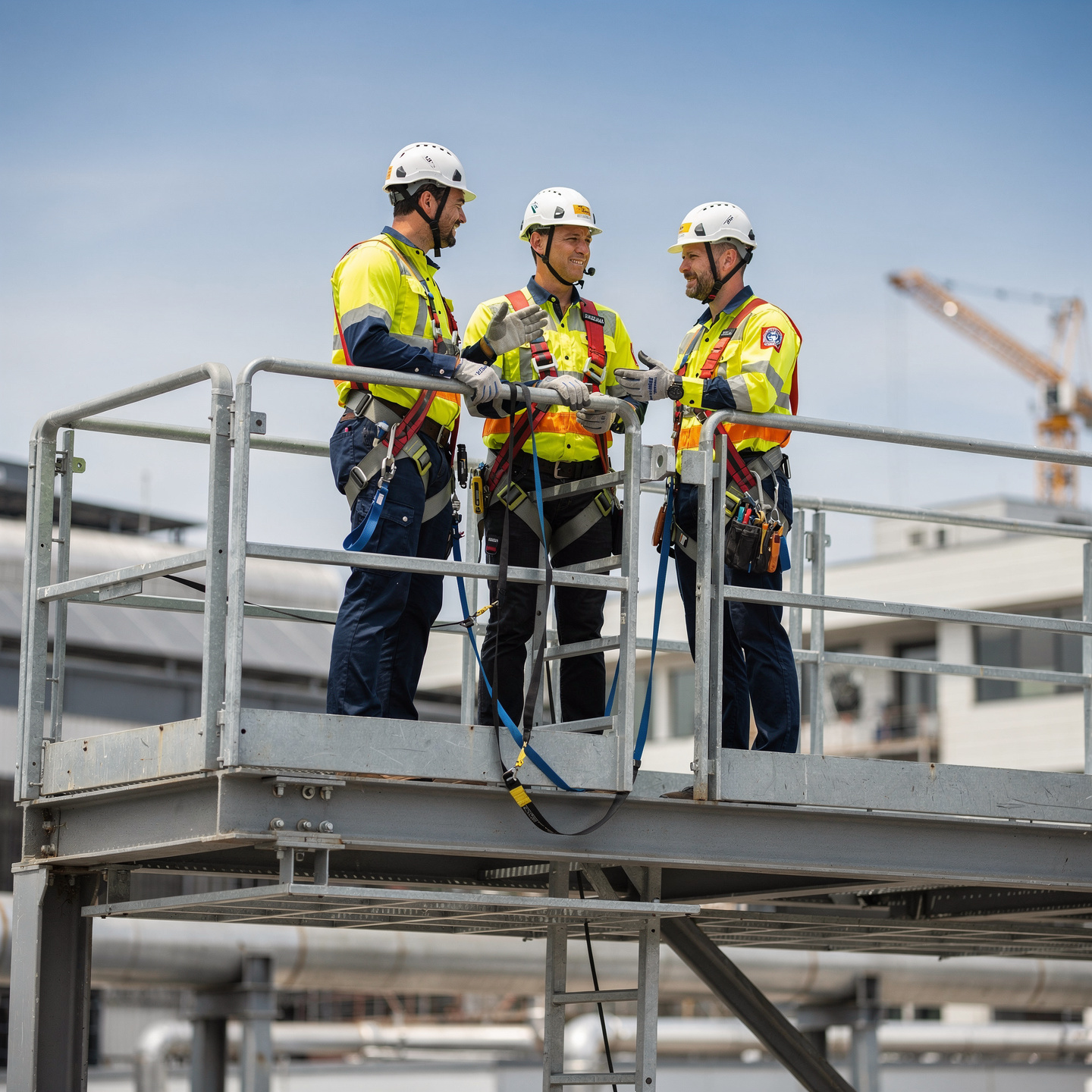 flux pro 2.0 hyper realistic safety training on an elevated work platform. two technicians we 0