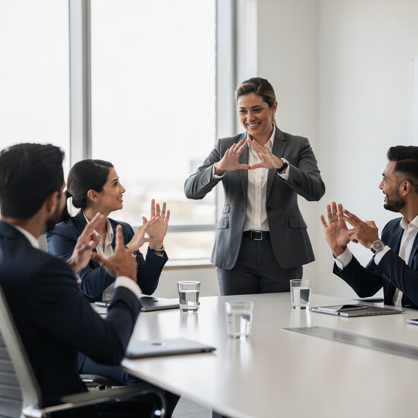 flux pro 2.0 ultra realistic corporate training session about chilean sign language. a profes 0