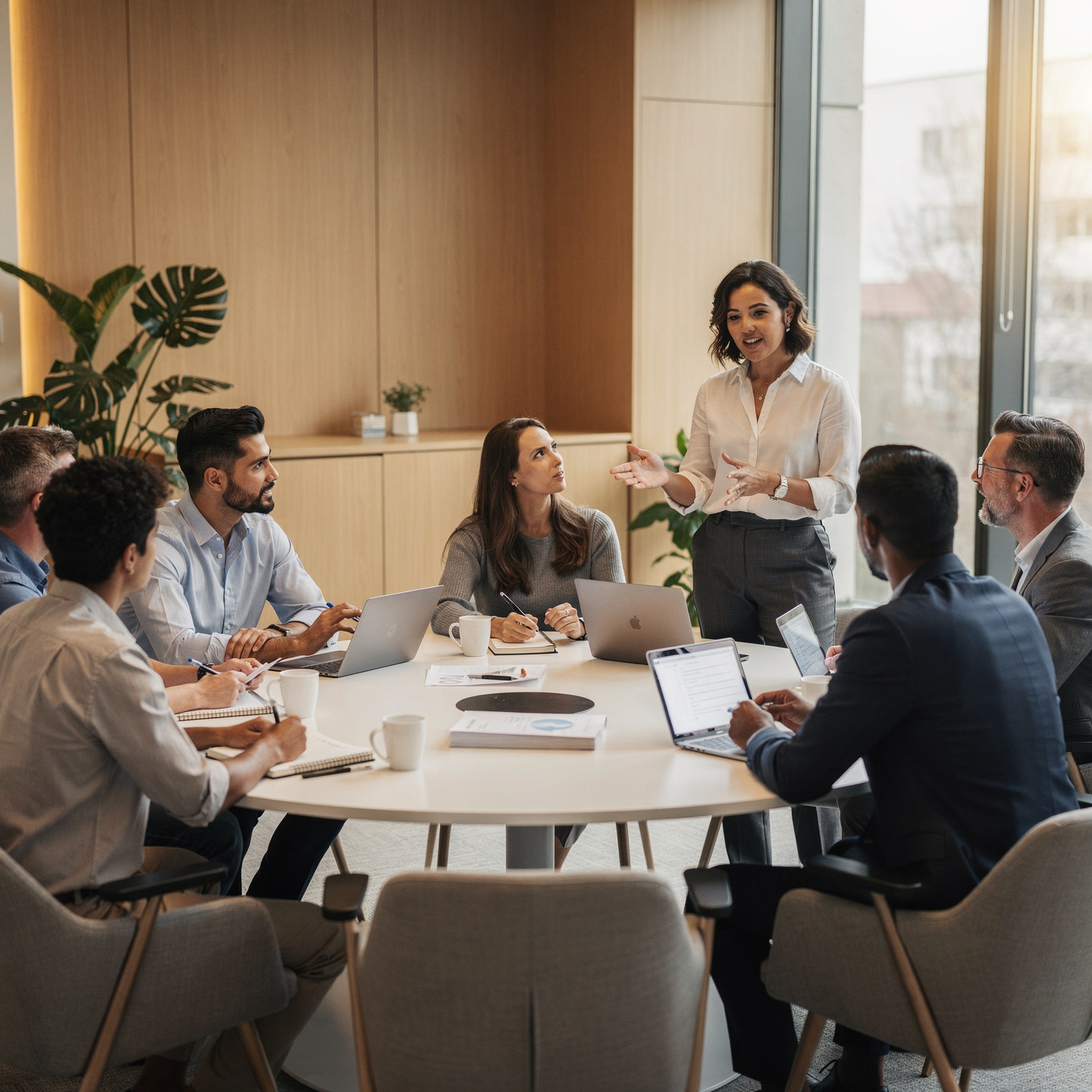 flux pro 2.0 ultra realistic corporate workshop where a professional coach facilitates a grou 0