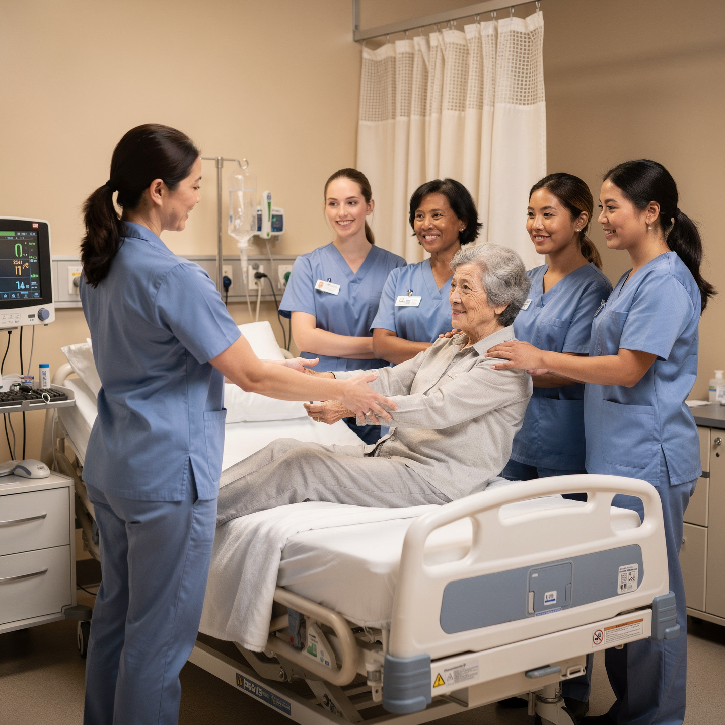 flux pro 2.0 ultra realistic healthcare training in a modern patient care simulation room. an 0